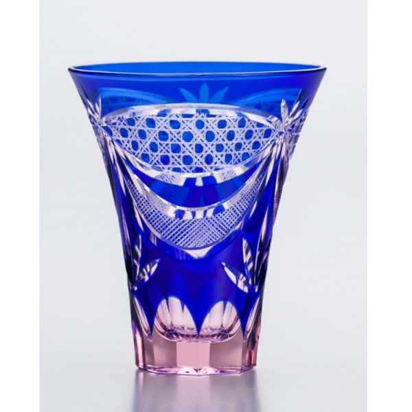 Saika Kiriko Glass Tumbler Tall BLUE