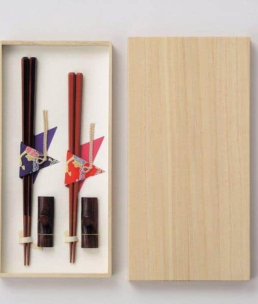 Natural Wood Chopsticks Couple Gift Set Octagon